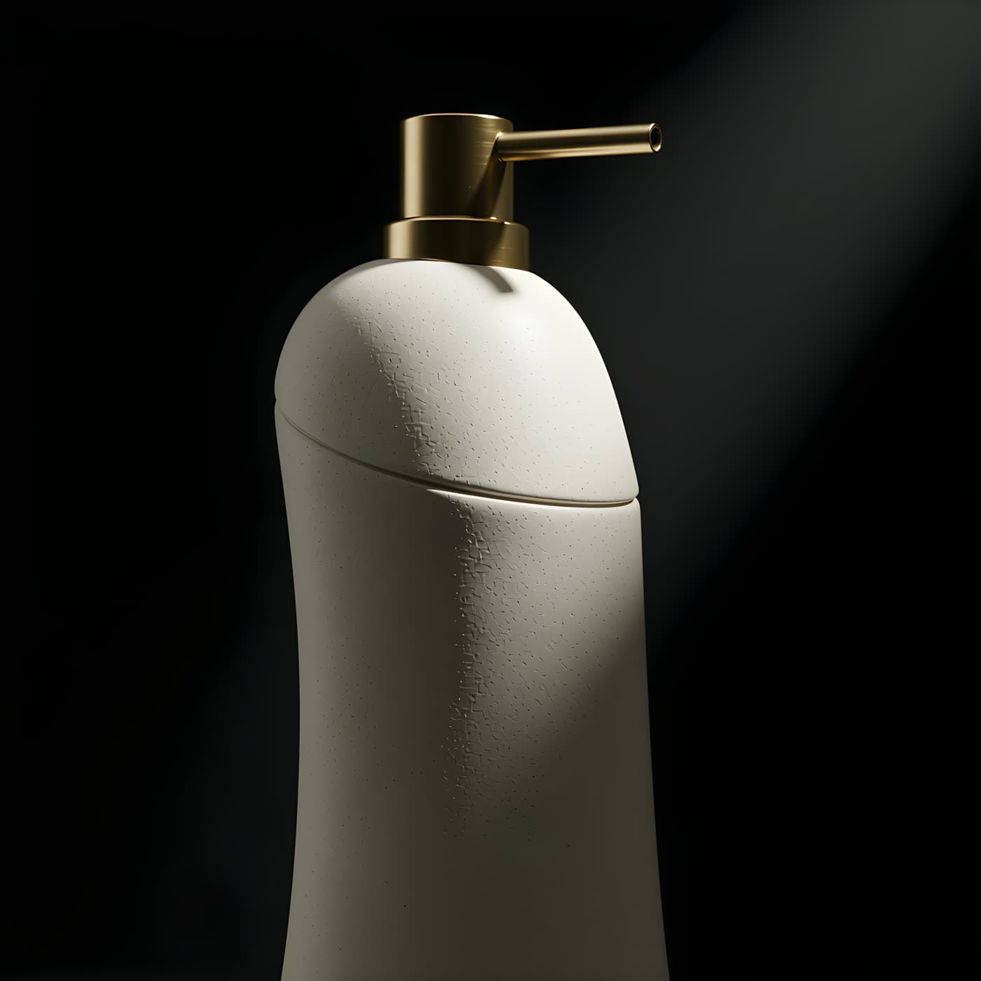 Détail de la pompe dorée du distributeur de savon Semence
